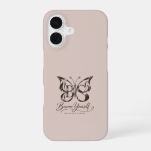 Aesthetic Rose Gold Butterfly Dusty Rose iPhone 16 Case