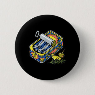 Aesthetic Sardine Tin Euro Summer Tapas Foodie 2 Inch Round Button