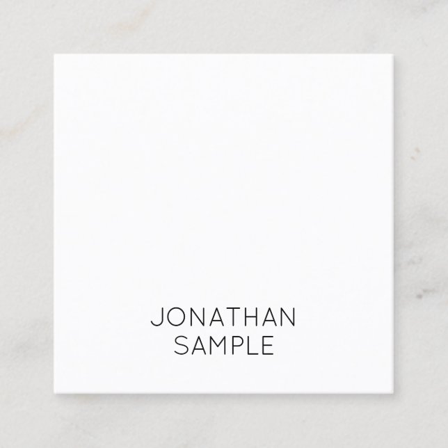 Aesthetic Simple Square Design Luxury Modern Plain Business Card (Front)