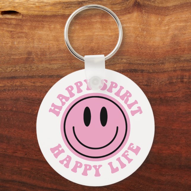 Aesthetic Smile, Happy Spirit Happy Life  Keychain (Back)