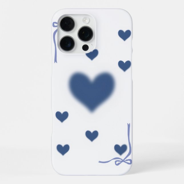Aesthetic Soft Navy Blue Blurred Heart Pattern  iPhone Case (Back)