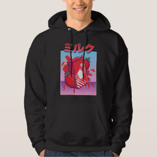 Aesthetic Strawberry Milk Shake Vaporwave 90s Japa Hoodie