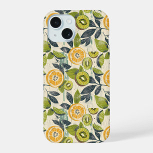 Aesthetic Summer Lemon Kiwi Pattern iPhone Case
