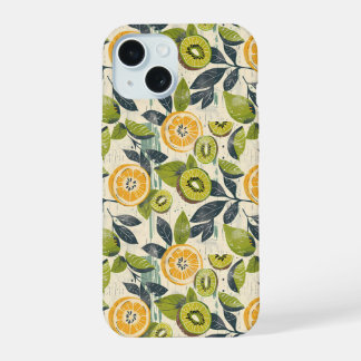 Aesthetic Summer Lemon Kiwi Pattern iPhone Case