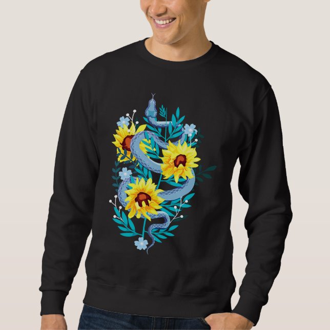 Aesthetic Sunflower Blue Snake Binding Flower Sweatshirt (Front)