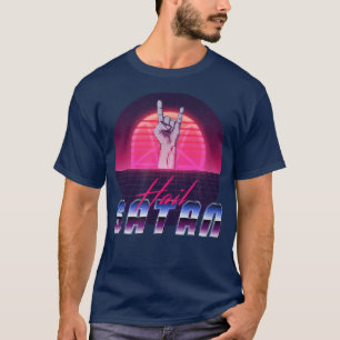 Aesthetic Synthwave Hail Satan Satanism  T-Shirt
