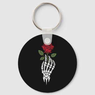 Aesthetic Tattoo Red Rose Skeleton Flower For Kids Keychain