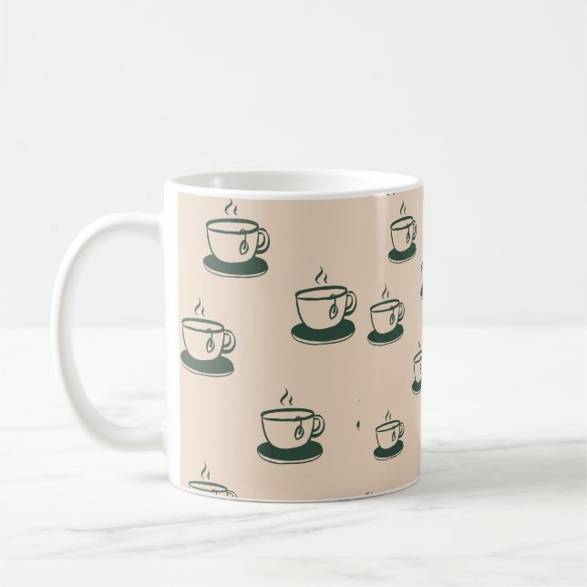 Aesthetic Tea Lover Pattern Classic Mug (Left)