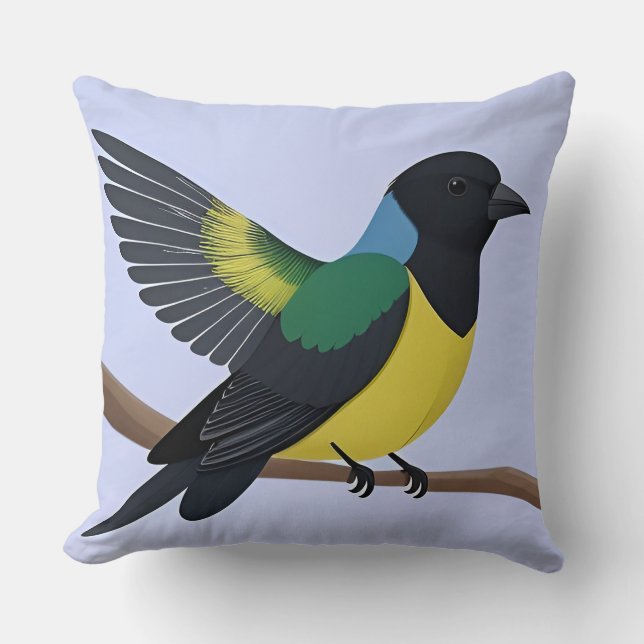 Aesthetic Tropical Bird Design – Vibrant Modern Throw Pillow (Front)