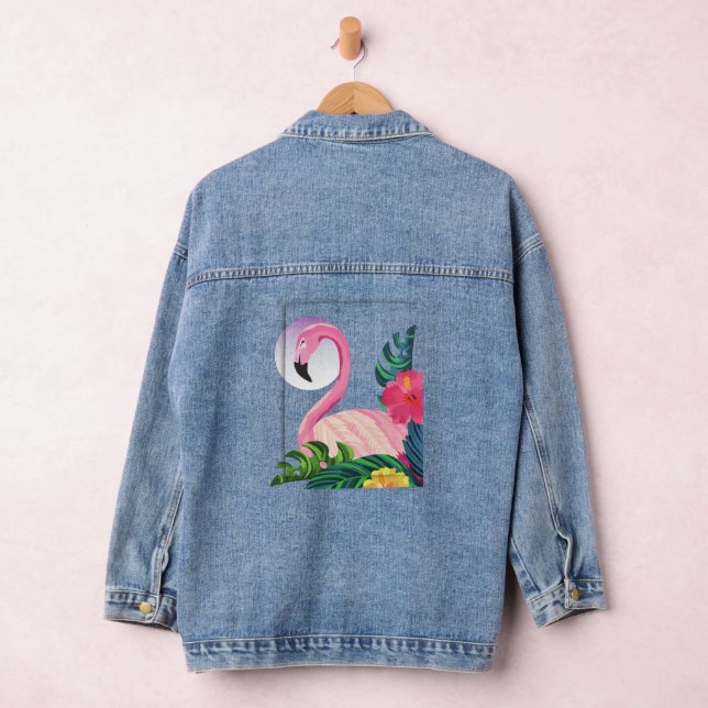 Aesthetic Tropical Flamingo  Denim Jacket (Hangar)