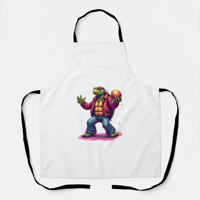 Aesthetic Turtle Disco T-Shirt Apron (Front)