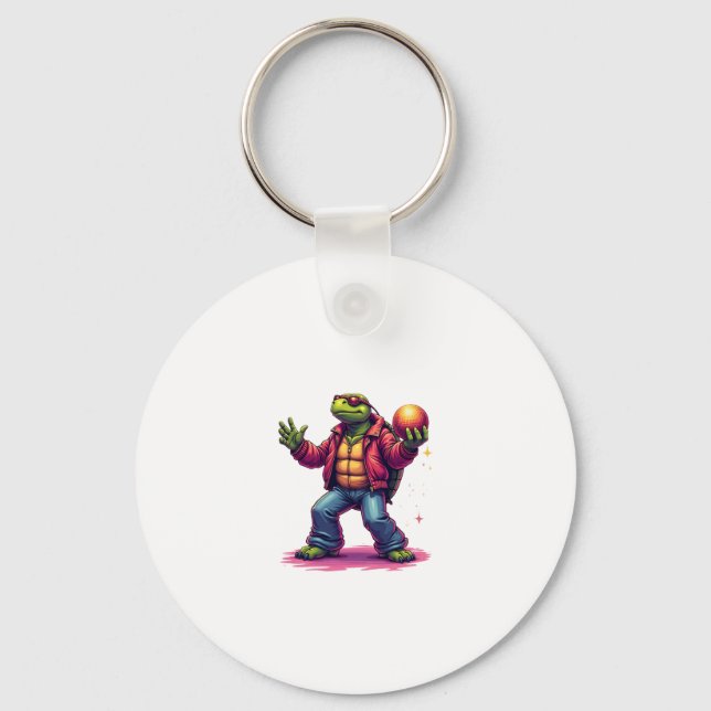 Aesthetic Turtle Disco T-Shirt Keychain (Front)