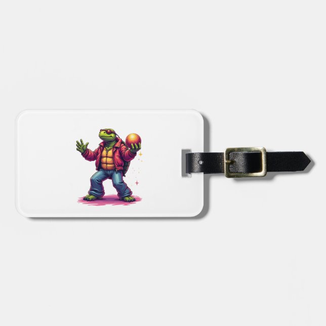 Aesthetic Turtle Disco T-Shirt Luggage Tag (Front Horizontal)