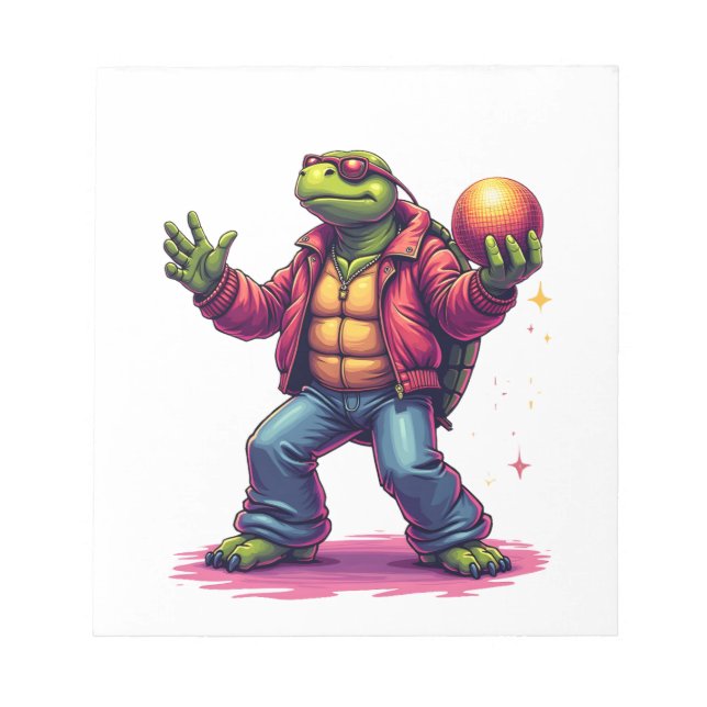 Aesthetic Turtle Disco T-Shirt Notepad (Front)