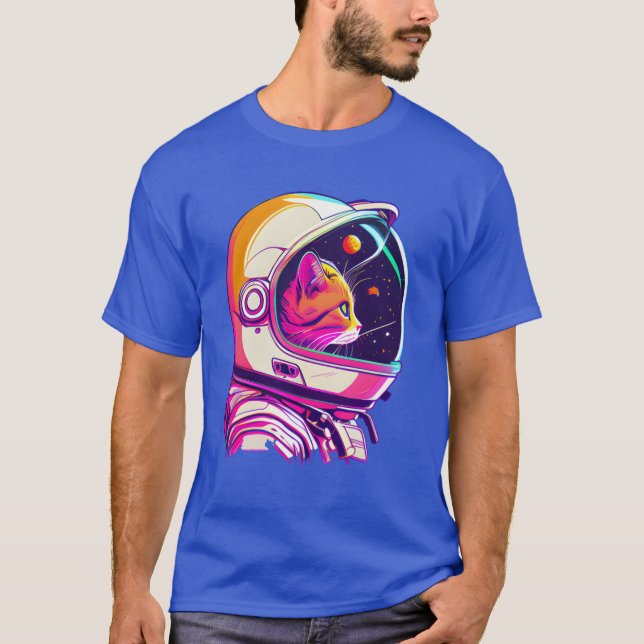 Aesthetic Vaporwave Space Cat 80s 90s Astronaut fr T-Shirt (Front)