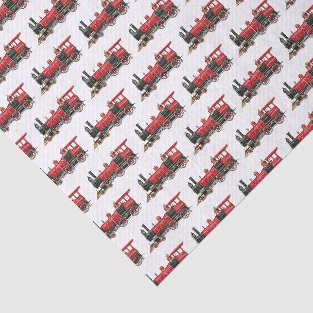 Aesthetic Vintage Train Tissue Paper (Detail)