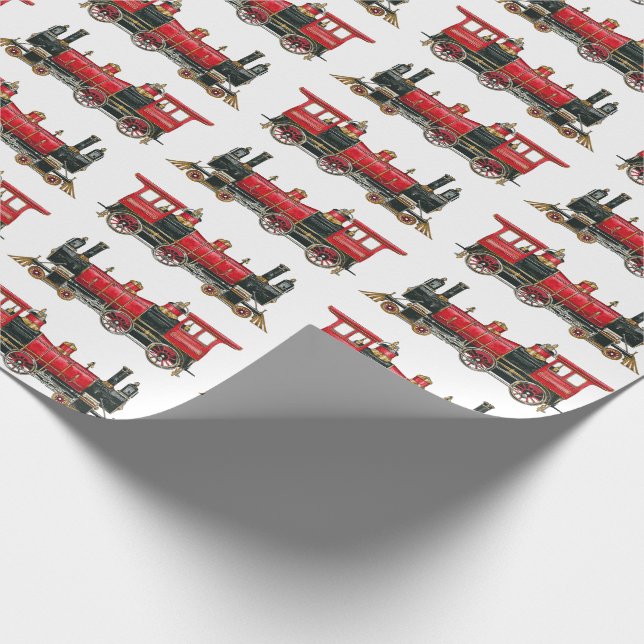Aesthetic Vintage Train Wrapping Paper (Corner)