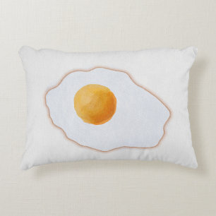 Aesthetic Watercolor Fried Egg Minimalist Art Prin Accent Pillow