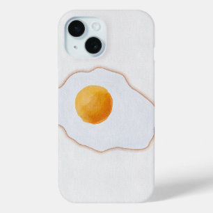 Aesthetic Watercolor Fried Egg Minimalist Art Prin iPhone 15 Case