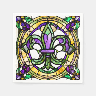 Aesthetic Watercolor Mardi Gras Fleur De Lis Napkin