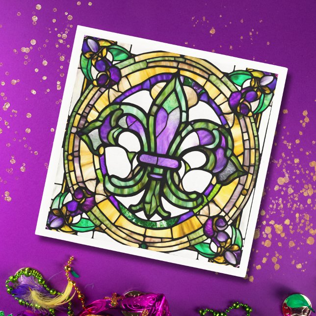 Aesthetic Watercolor Mardi Gras Fleur De Lis Napkin (Creator Uploaded)