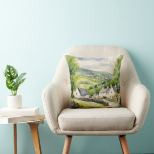 Aesthetic Watercolor St Patricks Day Irish House Throw Pillow