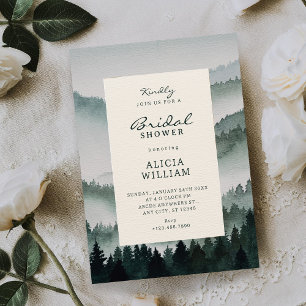 Aesthetic watercolor woods forest bridal shower invitation