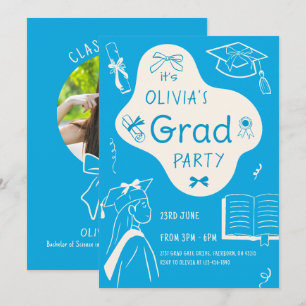 Aesthetic Whimsical Hand Drawn Graduation Party Invitation