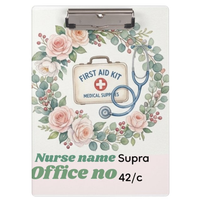 Aesthetic Wildflower & First Aid Kit Art Clipboard (Front)