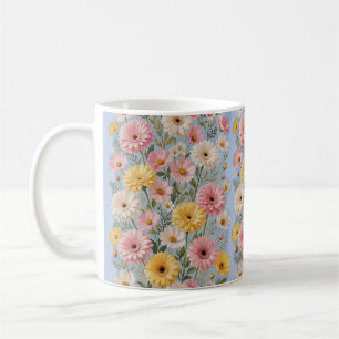 Aesthetic Yellow Pink Gerber Daisy Floral Mug