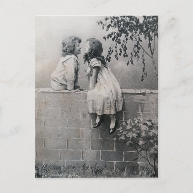 Aesthetic Young Romance Vintage Black and White Postcard (Front)