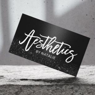 Aesthetician Black Glitter Skincare Aesthetic Business Card