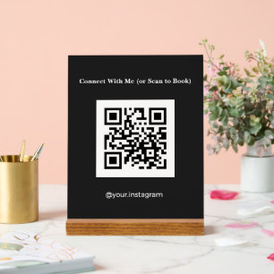 Aesthetician Charcoal QR Code Booking Acrylic Sign