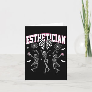 Aesthetician Dancing Skeleton Halloween Bow Skin T Card