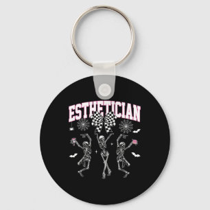 Aesthetician Dancing Skeleton Halloween Bow Skin T Keychain