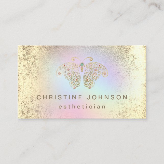 aesthetician FAUX gold foil butterfly Business Card (Front)