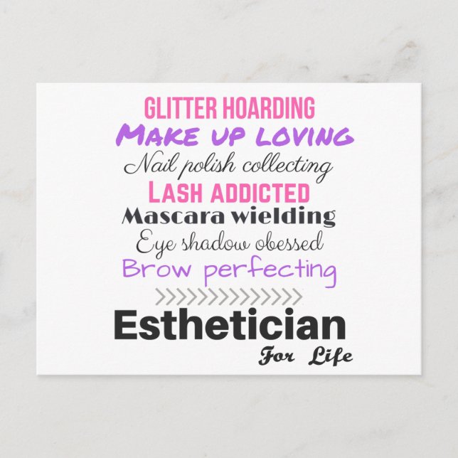 Aesthetician for life postcard (Front)
