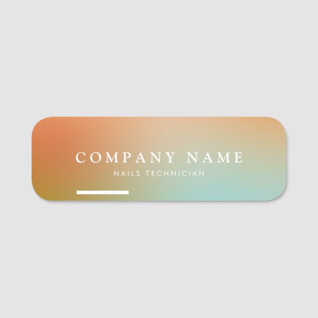 Aesthetician Holographic Gradient Minimalist Name Tag (Front)
