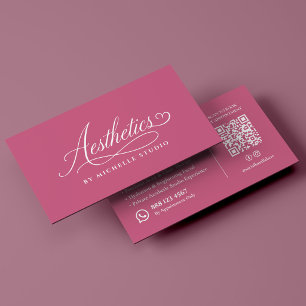 Aesthetician Luxury Script Aesthetics Pink Business Card