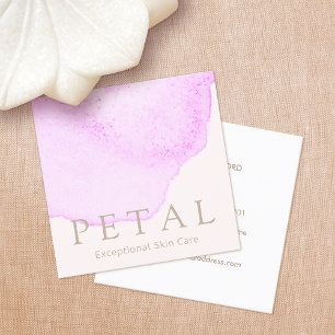 Aesthetician Pink Watercolor  Floral Petal Square Business Card