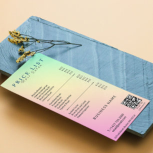 Aesthetician Price List Menu Pastel Holographic