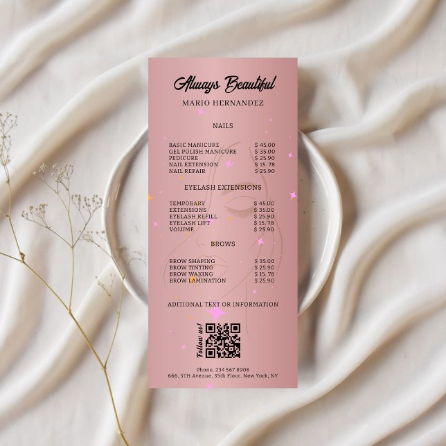 Aesthetician Price List Menu Rose Gold Qr Code (Esthetician Price List Menu Rose Gold Qr Code)
