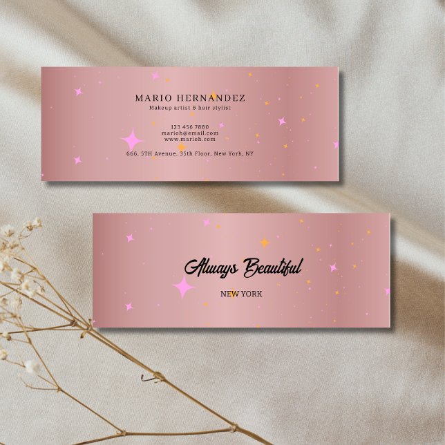 Aesthetician Rose Gold Script Calligraphy Mini Business Card (Esthetician Rose Gold Script Calligraphy Mini Business Card)