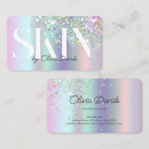 Aesthetician Skincare Salon Holographic Glitter Calling Card