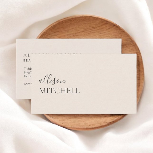 Aesthetician Wellness Spa Script Minimal Ivory Business Card (Creator Uploaded)