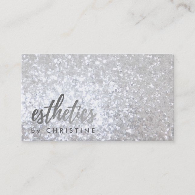 aesthetics faux silver glitter appointment card (Front)