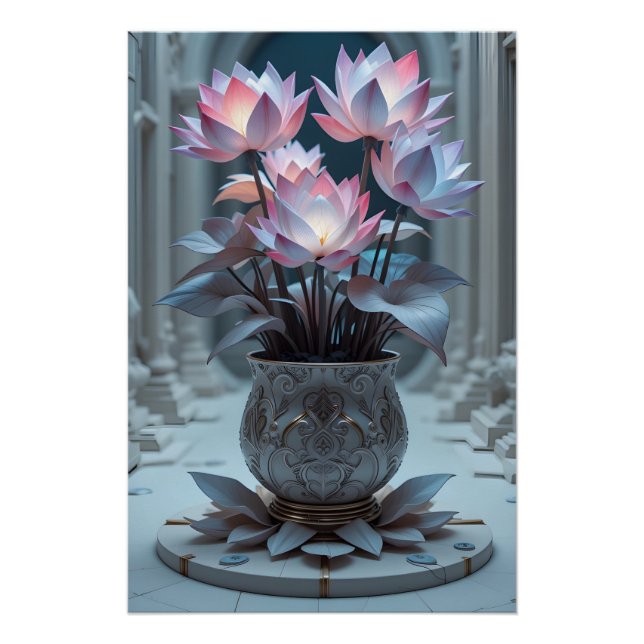 Aether-Bloom Lotus Garden Poster (Front)