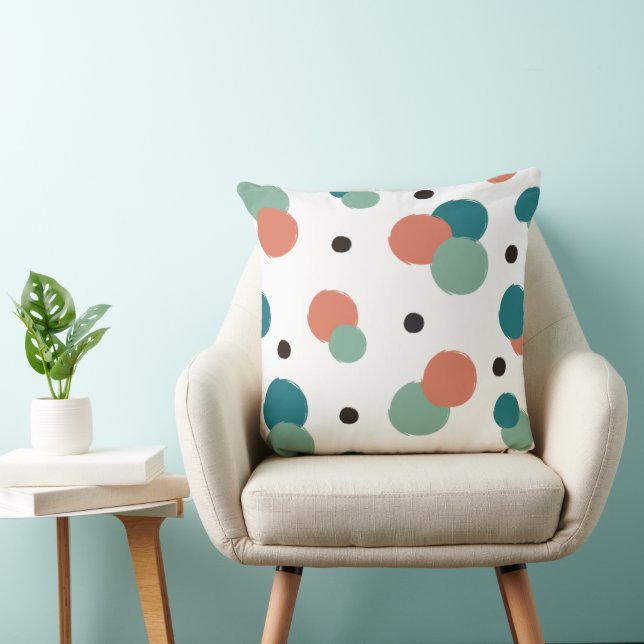 Aethetic Colourful Dots Throw Pillow (Chair)