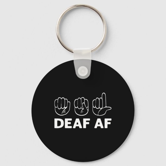 Af Asl Awareness Hand Sign Language Deaf Pride  Keychain (Front)