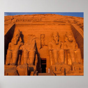 AF, Egypt, Abu Simbel. Facade at sunset, Great Poster
